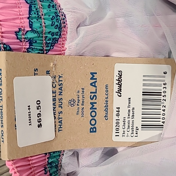 Chubbies Zipper Back Pocket Alligator Swim Trunks Size Large - Picture 8 of 8